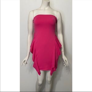 Susana Monaco Pink Strapless Ruffle Dress